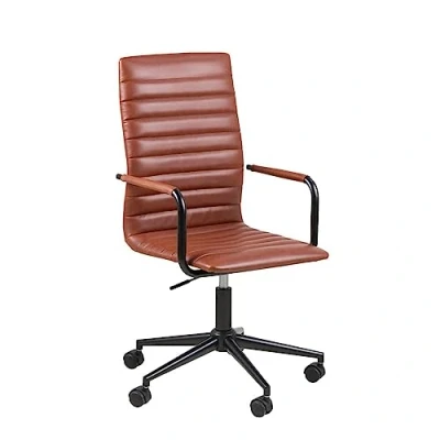 Image de Amazon Basics Chaise de bureau en cuir PU, 58 x 103 cm, marron