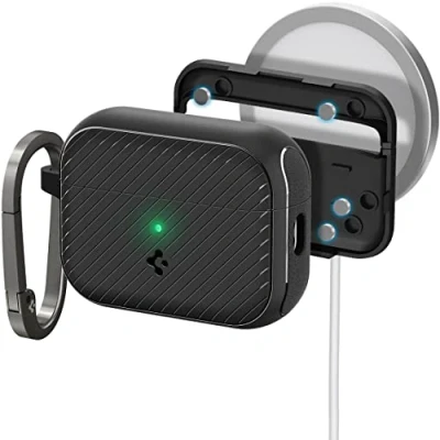 Image de Spigen Mag Armor MagFit Coque Compatible avec AirPods Pro 2eme Génération (2023/2022) Noir Mat