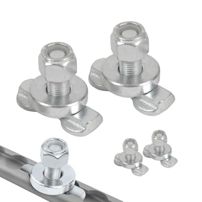 Image de Oldbones L Track Lot de 4 raccords filetés à double cosse Ancrage d&#039;arrimage rail en pour remorques fermées, fourgonnettes cargo, montage vis ligne aérienne M10 x 30 mm, non
