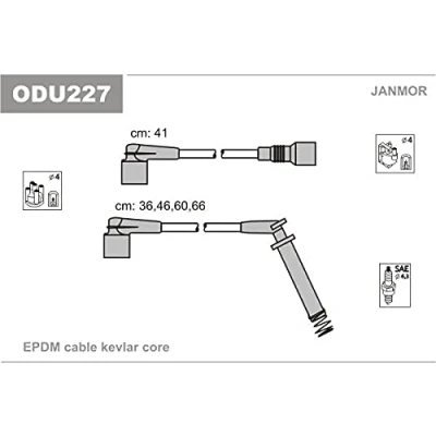 Image de JANMOR ODU227 Jeu De Fils d&#039;Allumage OPEL: Corsa B 3/5 portes, Astra F CC, A CC