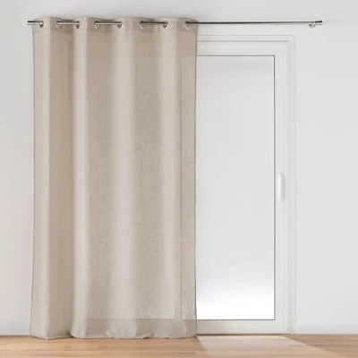 Image de Douceur d&#039;Intérieur, Voilage à Oeillets (140 x 280 cm) Cloris Taupe, Effet Lin Tissé