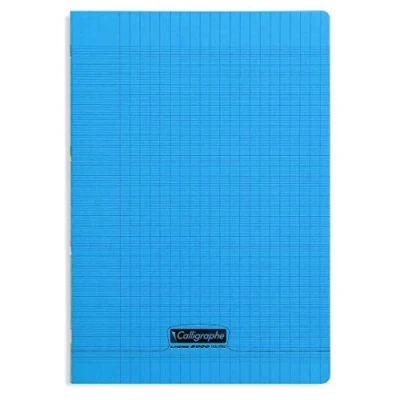 Image de Calligraphe 18132C Un Cahier Agrafé Bleu(une Marque de Clairefontaine) A4 21x29,7 cm 96 Pages Grands Carreaux Papier Blanc 90 g Couverture Polypro Transparent