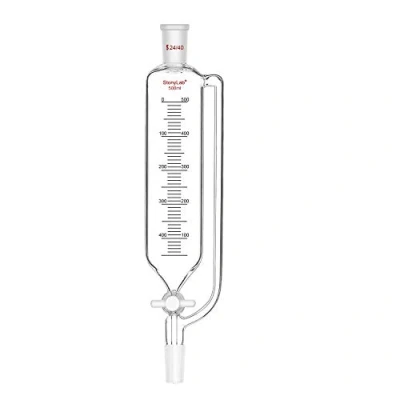 Image de stonylab Entonnoir á Gradué Égalisateur de Pression, Addition Funnel Dropping Supplémentaire en Verre Borosilicate avec Robinet d&#039;arrêt PTFE pour Laboratoire (Joint 24/40, 500 ml)