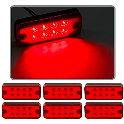 Image de HULX Indicateurs Latéraux LED, 6 Pièces 12V 24V 8 LED de Position Camion Feux Signalisation Voiture (Rouge)