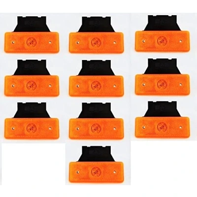 Image de Lot de 10 Feux Position Signalisation à 4 LED avec Supports en Caoutchouc pour Camion/Camion Benne/Caravane/Remorque 24 V Orange