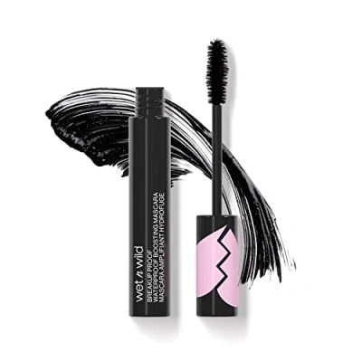 Image de Wet N Wild Breakup Proof Waterproof Boosting Mascara, Mascara Imperméable Allongeant Les Cils, Formule Enrichie en Huile de Ricin et Sans Paillettes, Intensité Modulable, Teinte Blackest Black