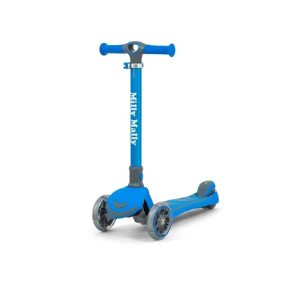 Image de Milly Mally Boogie Trottinette 3 PU LED Roues Pliable pour Enfant 3+ Ans avec à Lumineuses et Guidon Réglable en Hauteur Charge Maximale 50 KG Bleu