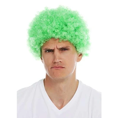 Image de WIG ME UP MMAM 9M K427 Perruque Carnaval Hommes Femmes Clown Vert Afro Courte bouclée frisée