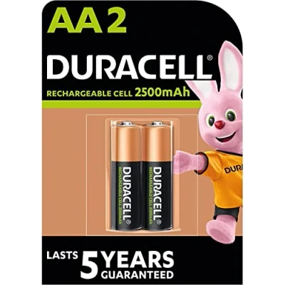 Image de 2 piles rechargeables Duracell AA 500 mAh (1 blister de batteries)