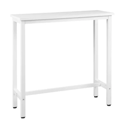 Image de WOLTU 1 X Table de Bar bistrot Structure en métal Plateau aggloméré,Table Haute à Manger 100x40x100cm,Blanc BT33ws