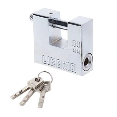 Image de TOOLSTAR Cadenas anticambriolage 60 mm en acier inoxydable avec ouverture horizontale de sécurité pour entrepôts, garages, camions, etc.