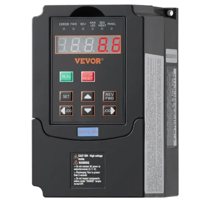 Image de VEVOR Variateur de fréquence, 0,75 kW, entraînement à fréquence variable 3,5 A, entrée monophasée ou triphasée 40 60 Hz vers sortie 0 400 VFD pour moteur broche CNC contrôle vitesse