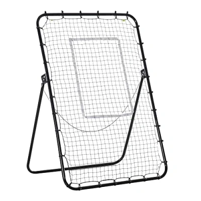 Image de HOMCOM Filet de Rebond Football Ajustable Hauteur Angle réglables rebondeur pour Pliable Cible Sardines Fixation fournies 123 x 73 178,5 cm Noir Blanc