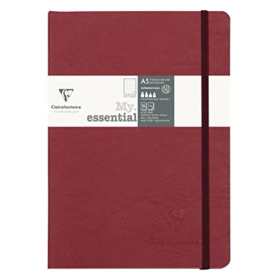 Image de Clairefontaine 793432C Collection Age Bag Un Carnet Élastiqué Cousu MyEssential Rouge A5 14,8x21 cm 192 Pages Numérotées DOT Papier Ivoire 90 g Couverture Carte Lustrée Grain Cuir
