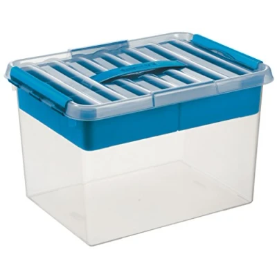 Image de Sunware Q Line Multibox Boîte de rangement avec panier 22 L 400 x 300 x 260 mm Transparent/bleu