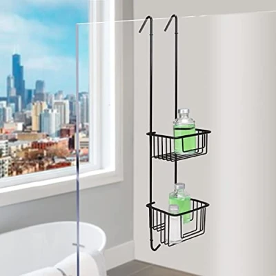 Image de kowald ® Serviteur de douche 2 paniers à suspendre noir en largeur 15 cm Étagère design noire
