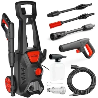 Image de Lehmann Jukon nettoyeur haute pression avec pompe d&#039;aspiration en aluminium, débit 480 l/h, 1600 W, tuyau de 5 m, surface compact réservoir à détergent