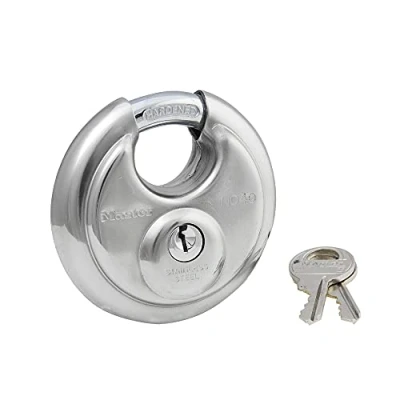 Image de Master Lock 40KADPF, cadenas rond avec anse renforcée, acier inoxydable, argent