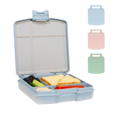 Image de Ubbi Bento Lunch Box for Kids with 4 Compartments, BPA Free, Leakproof, Dishwasher Safe, Food Safe Material, Portion Controlled Container, Cloudy Blue