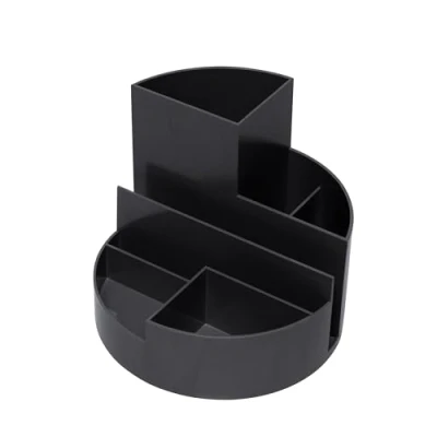 Image de MAUL organisateur de bureau MAULrundbox 140x125mm Organiseur stylé à 6 compartiments pour ranger stylos, ciseaux et carte notes Rangement pratique le Noir
