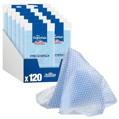 Image de Spontex Essentials Lot de 12 Paquets 10 Chiffons Tout Usage (120 au Total)