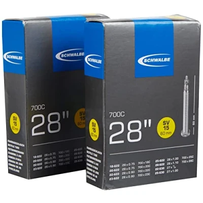 Image de Schwalbe SV15 Lot de 2 Chambres à air Extra Longues pour vélo Course 60 mm 700 x 18 28 C B067