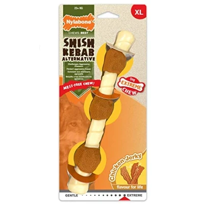Image de Nylabone Os Dentaire à Mâcher La Mastication Agressive/Shish Kebab/Arôme Jerky de Poulet/pour Chien Adulte Pesant Plus 23 kg1 Unité
