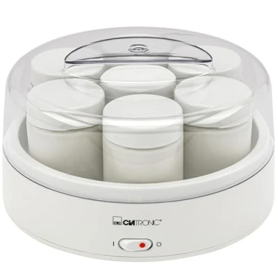 Image de Clatronic Yogourtière pour une préparation rapide &amp; facile Machine à yaourt yaourt, fromage blanc frais avec 7 pots de 160 ml couvercle JM 3344