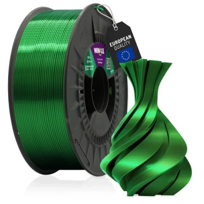 Image de WINKLE Filament PLA Silk (Seda) vert irlandais pour imprimante 3D 1,75 mm 300 g Finition douce et soyeuse Précision dimensionnelle Bobine de