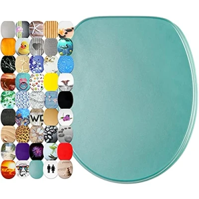 Image de Sanilo Abattant WC, Grande sélection de lunettes toilette, Finition haute qualité, Charnières robustes, Fixation facile (Turquoise scintillant)