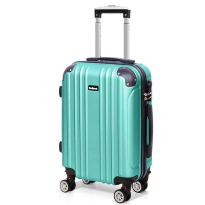 Image de Todeco Valise Cabine 55cm, à Main Légère avec Coque Rigide, de Voyage, Rigide e ABS, 4 Doubles Roues, 55x35x22cm, Vert Pin Clair