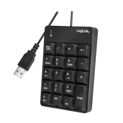 Image de logilink pavé numérique usb, avec câble, 19 touches, Noir