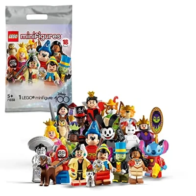Image de LEGO 71038 Minifigures Disney 100, 1 des 18 Personnages à Collectionner, Sachet Mystère avec Jouet Construire Mickey Mouse, Stitch, Mulan et d&#039;autres (1 Minifigurine au Hasard)