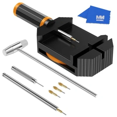 Image de MMOBIEL Kit d&#039;outils de réparation pour Bracelet Montre Outil horloger avec poussoirs à Ressort en Acier, Noir Marteau, Moderne