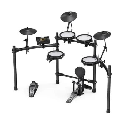 Image de Nux DM 210 Digital Drum Kit, batterie numérique (technologie de double déclenchement, entrée auxiliaire, Bluetooth, fonction coach, port USB pour MIDI et bibliothèque sons, sortie casque), Noir