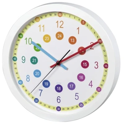 Image de Hama Horloge murale &quot;Easy Learning&quot; (Horloge d&#039;apprentissage Analogique, Educative pour enfants, apprendre l&#039;heure, cadran d&#039;apprentissage, Ø 30 cm, silencieuse) Multicolore