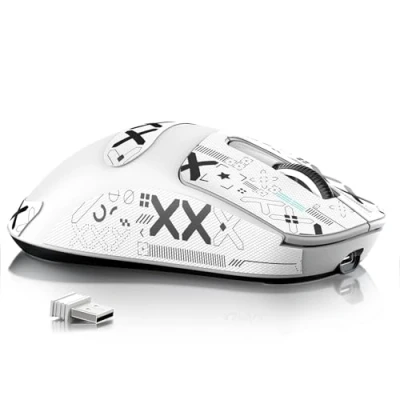Image de ATTACK SHARK X3MAX 49g SUPERLIGHT Mouse with Tape, PixArt PAW3950 Gaming Sensor, BT/2.4G Wireless/Wired Mouse, 6 Adjustable DPI 42000, 200 Hrs Battery, Office Mice for Win11/Xbox/PS/Mac (White)