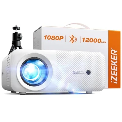 Image de Videoprojecteur Bluetooth, 12000 Lumens Projecteur 1080P, iZEEKER Rétroprojecteur Portable Home Cinéma pour iOS Android PC PS5 HDMI USB Firestick (avec Trépied)