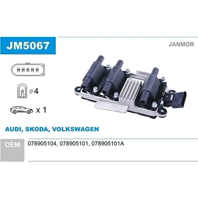 Image de JANMOR JM5067 Bobine d&#039;allumage AUDI: A4 B5 Berline, Avant, B6 VOLKSWAGEN: Passat GP Berline