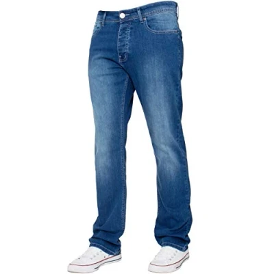 Image de Enzo Jeans en denim stretch coupe droite classique pour homme, Bleu clair., 32 W/32 L