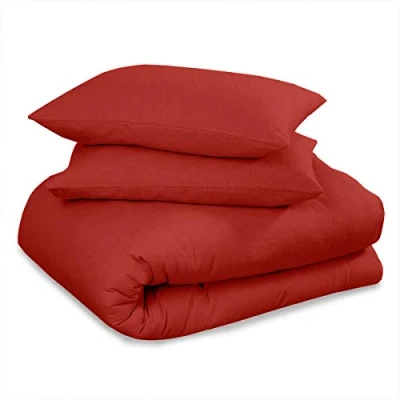Image de GC GAVENO CAVAILIA Drap Housse uni en Flanelle Thermique de qualité supérieure, Doux et Confortable, 100% Coton brossé, Facile d&#039;entretien, Rouge, King Size