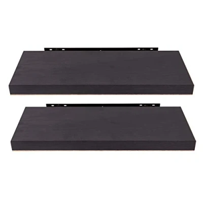 Image de EUGAD Étagère Murale Lot de 2 étagères tablettes Style Moderne en Bois,80x22,9x3,8cm Noir Bois Foncé 0126QJ