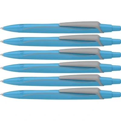 Image de Schneider Reco Neon Edition 131923 Lot de 6 stylos à bille en plastique recyclé, récompensé par l&#039;ange bleu, couleur l&#039;encre : bleu fluo,