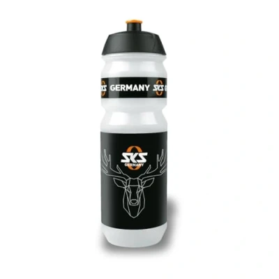 Image de SKS GERMANY Hirsch Bottle Large 750 ML Design de cerf, Accessoires vélo Fermeture Shiva, pour Tous Les Porte bidons Courants, Valve Push Pull Anti Fuite Unisex Adult, Transparent, 750ml