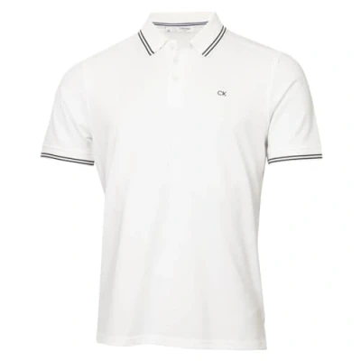 Image de Calvin Klein Hommes Campus 3 Bouton léger côtelée col Polo Pointe Blanche XL