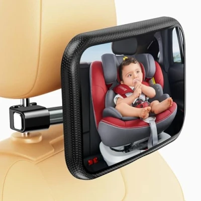 Image de Rétroviseur de Voiture pour Bébé Orienté vers L&#039;arrière, Blumacht 100% Shatterproo Miroir Siège Arrière Voiture, Auto Réglable à 360 Face