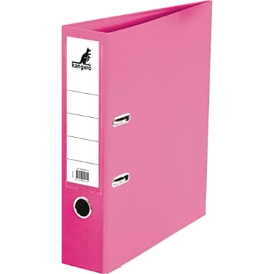 Image de Kangaro classeur en plastique polypropylène Dos de 7,5 cm Format A4 Couleur : rose (classeur à anneaux, levier, porte lettres)