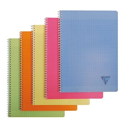 Image de Clairefontaine 328116C Collection Linicolor Fresh Un Cahier à Spirale A4 21x29,7 cm 180 Pages Grands Carreaux Papier Blanc 90 g Couverture Polypro Transparent Couleur Aléatoire