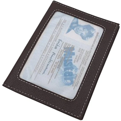 Image de Cuir de Buffle Pochette Carte d&#039;identité et Porte crédit MJ Design Germany avec Protection RFID NFC (Marron)