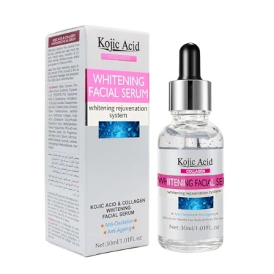 Image de sérum à l&#039;acide kojique, éclaircissant pour le visage et corps, phosphorescent correcteur de taches brunes, unifie teint la peau atténue l&#039;apparence des sombres,